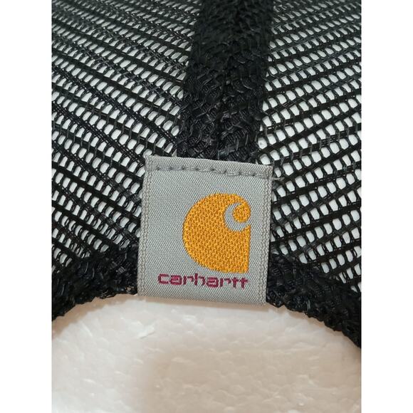 Carhartt Men's Hat Cap Snap Back Black Gray Mesh Trucker Embroidered Workwear - Picture 8 of 9